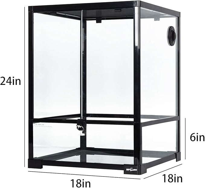 REPTI ZOO Reptile Glass Terrarium, 18" x 18" x 24" Knock-Down Reptile Habitat Tank with Double Hinge Door & Top Screen Ventilation and Side Mesh Ventilation, 30 Gallon Large Reptile Terrarium