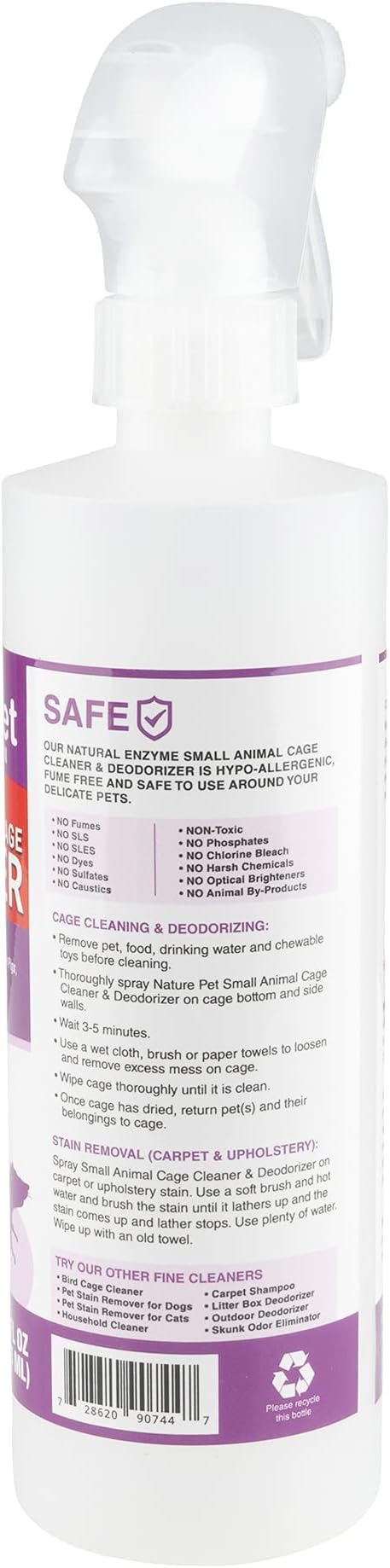 Amazing Small Animal Cage Cleaner, Just Spray/Wipe, Easily Removes Messes & Odors - Hamster Cages, Mice, Rat Cage, Guinea Pig Cage, Rabbit Cage, Ferret Cage, Dog Cage - USA Made (16oz Spray Bottle)