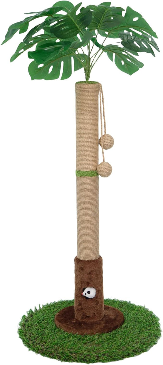Cat Scratching Post for Indoor Cats and Kitten - 35.43" Tall Cat Scratching Post with Sisal Rope,Palm Tree Cat Scratch Post with Hanging Ball