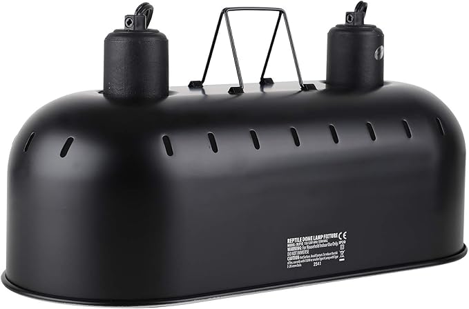 DXOPHIEX 15inch Dual Reptile Light Fixture, Max 150W Dual Reptile Heat Lamp with Separate Switches, Double Dome Lamp UVB Light Fixture for Bearded Dragon, Turtles, Snake and Lizard Terrarium