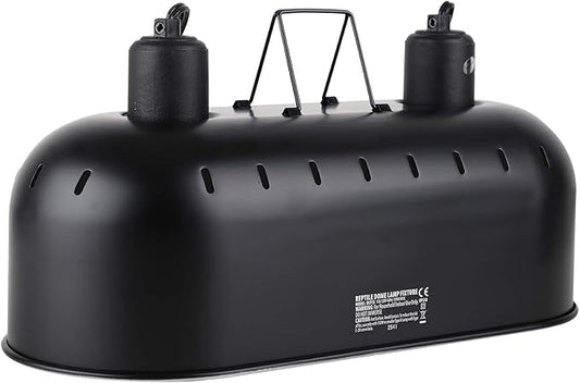 DXOPHIEX 15inch Dual Reptile Light Fixture, Max 150W Dual Reptile Heat Lamp with Separate Switches, Double Dome Lamp UVB Light Fixture for Bearded Dragon, Turtles, Snake and Lizard Terrarium