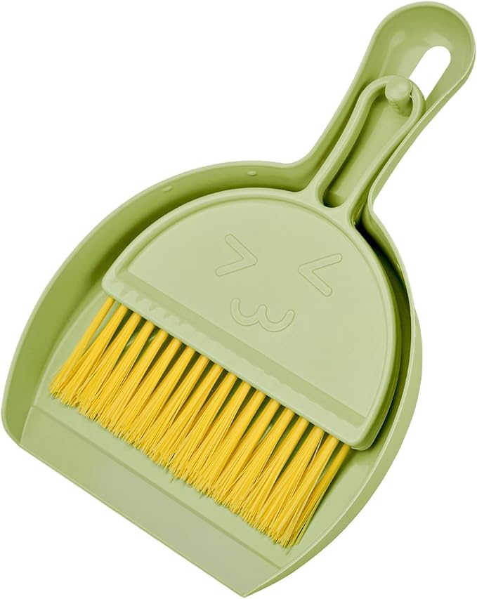 RYPET Pet Cage Cleaning Tool-Small Broom and Dustpan Set, Mini Dustpan and Whisk Brush Set for Guinea Pig Chinchilla Hamster Ferret Hedgehog Rabbit Reptile, Cage Cleaner for Small Animal Waste Green