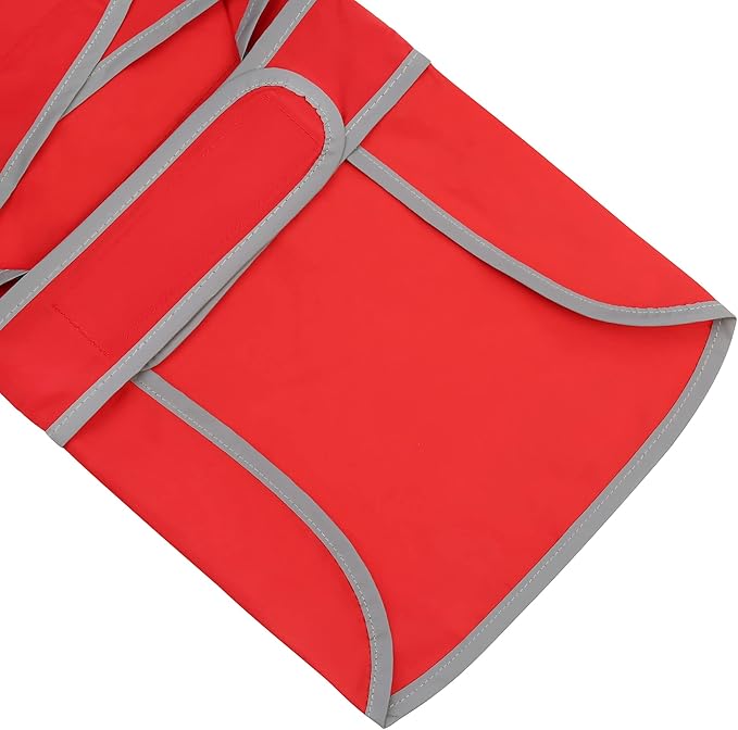 Dog Rain Coat for Large Dogs Waterproof Hooded Rain Jacket with Reflective Strips Leash Hole & Poncho Adjustable Fit (Red,XL)