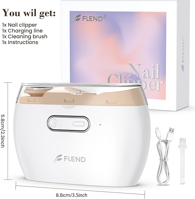 Electric Nail Clipper,2-in-1 Automatic Nail Clipper,Electric Nail Grinder,40DB Baby Nail Trimmer,LED Light Electric Nail Trimmer for Baby,Kids,Adults,Seniors,Manicure Set,Baby Nail Kit Portable White