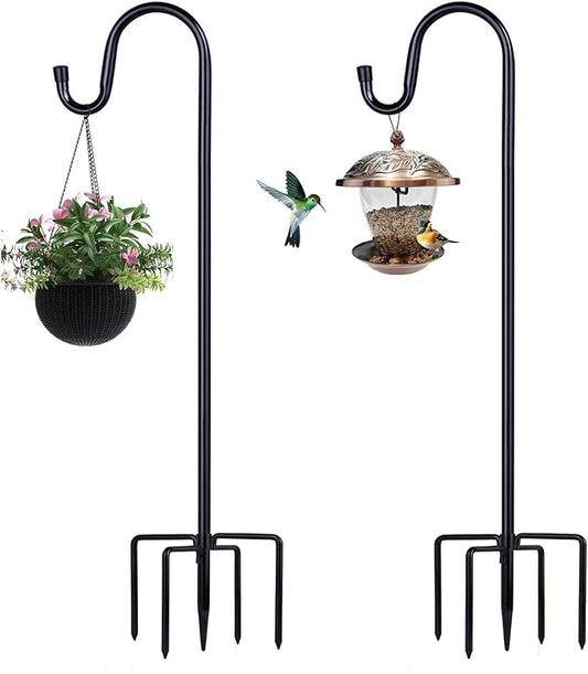 Shepherd Hooks for Outdoor, 2 Pack 94 Inch Bird Feeder Pole with 5 Prongs Base for Hanging Lantern, Hummingbird Feeder, Lightweight Plant, Shepherds Hook for Bird Feeders for Outside