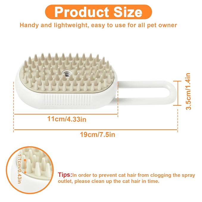 Nepfaivy Cat Steam Brush for Shedding - Steam Cat Brush for Indoor Cats, Rechargeable Steaming Pet Mist Water Steamer for Indoor Kitten, Pet Spray Hair Removal Comb for Massage, Spritz Defur Comb
