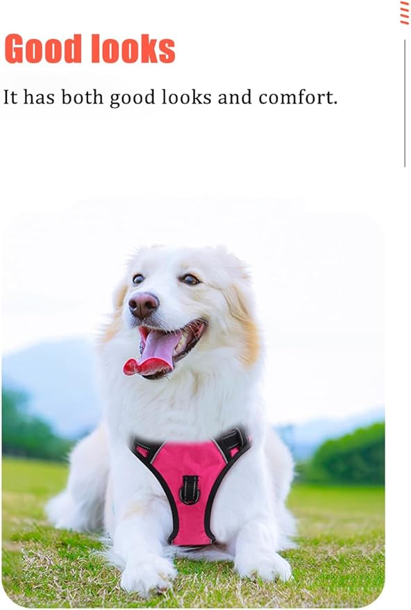 Yonsbox Personalized Reflective Dog Harness – Custom Name Tag, No Pull Pet Vest Harness with Pocket, Breathable Oxford Fabric, Adjustable Safety Harness for Small Medium Large Dogs