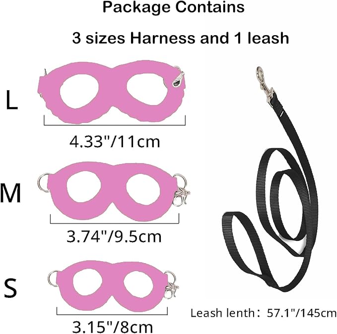 3 Pack Sugar Glider Harness and Leash Set Small Animal Training Walking Vest for Squirrel Hamster Rat Pink