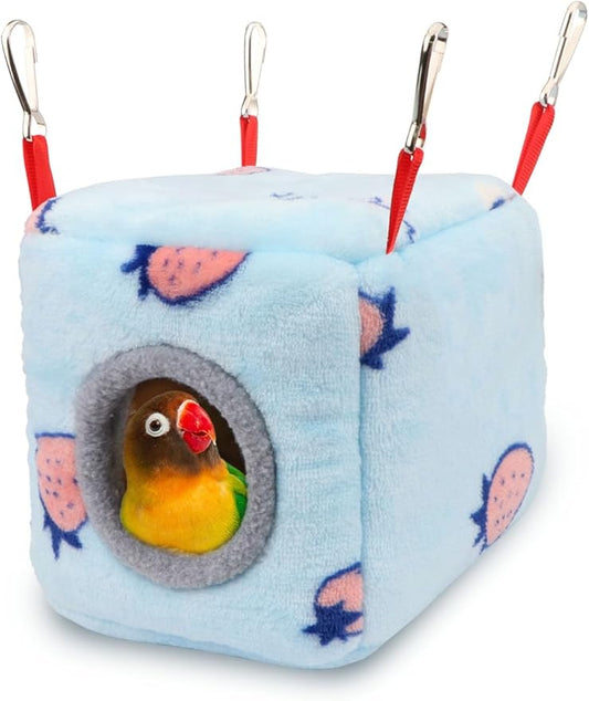 Wontee Bird Nest House Winter Warm Bird Bed for Cage Hanging Hammock Shed Hut for Parrots Budgies Parakeets Caique Senegal Cockatiels Conures (Small-5.9"x5.9"x5.9")