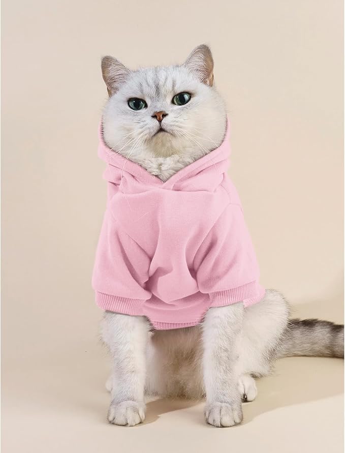 Cat Hoodies for Cats Puppy Pet Clothes Cat Apparel Little Miss Attitude Print Dog Hoodie for Small Medium Dogs Outfits for Kittens(Pink,M)