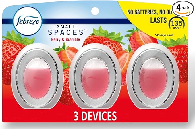 Febreze Small Spaces Air Freshener Berry & Bramble, .25 fl. oz., Pack of 4