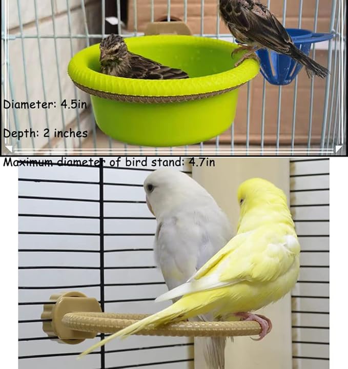 Bird Bath for Cage-4.7" Multi-Function Universal Style Small Tub Bowl for Hang Inside Cage Birdbath Shower for Parrot/Parakeets/Cockatiels/Canary/Budgerigar(Green)