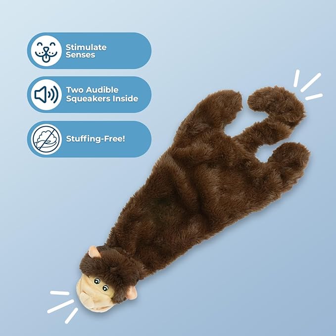 Best Pet Supplies Squeaky Dog Toys with Soft Durable Fabric for Small, Medium and Large Pets Interactive Toy for Indoor Play, Supports Active Biting and Play - Monkey, Squirrel, Medium