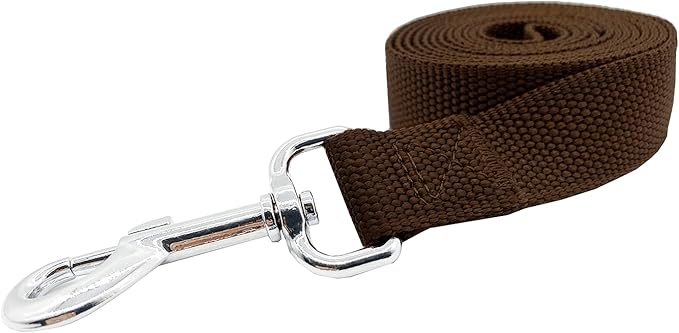 Nylon Dog Training Leash, Traction Rope, 4Ft /5 Foot /6 Feet Long, 5/8 inch 3/4 Inch 1 Inch Wide, for Small and Medium Dogs (Brown, 1'' x 15 FT)