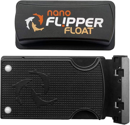 FL!PPER Flipper Cleaner Float - 2-in-1 Floating Magnetic Aquarium Glass Cleaner - Fish Tank Cleaner - Scrubber & Scraper Aquarium Cleaning Tools - Floating Fish Tank Cleaner, Nano