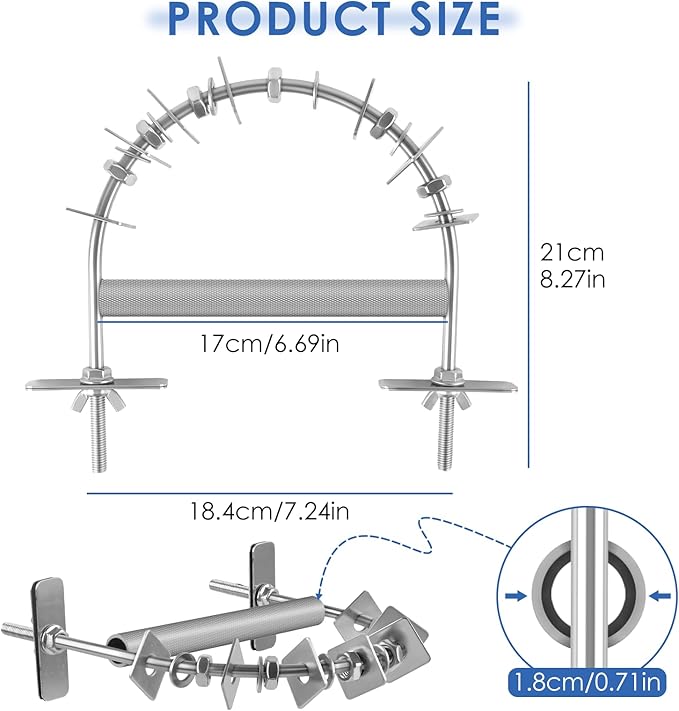 Bird Perch for Cage, Stainless Steel Parrot Perches with Metal Chew Toys, Bird Nail Trimming Cage Accessories for Cockatiels, Macaws, African Grey, Amazon Parrots