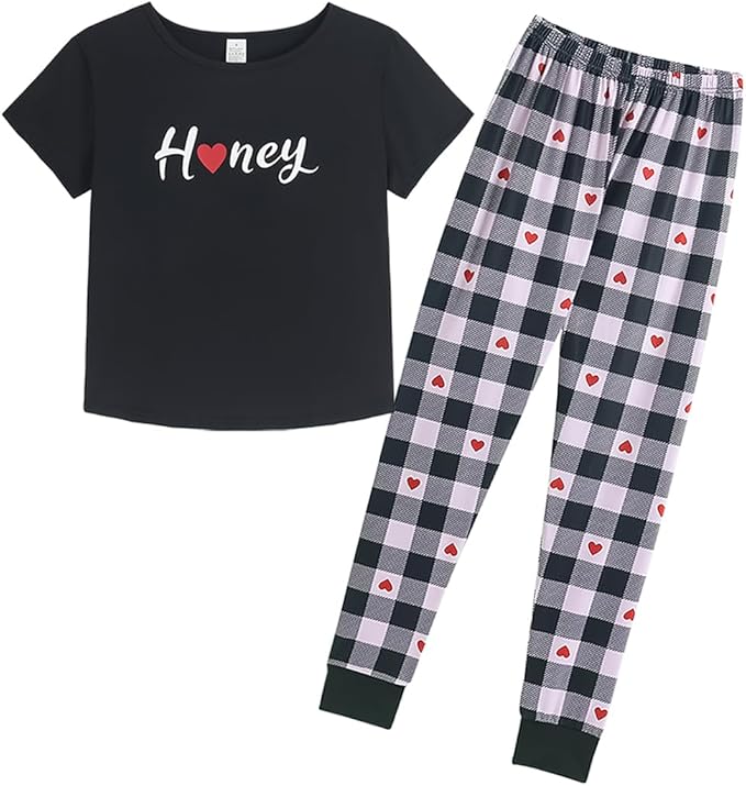 YIJIU Women's Summer Cute Cartoon Print Top and Pant Pajama Set Lounge Sleepwear