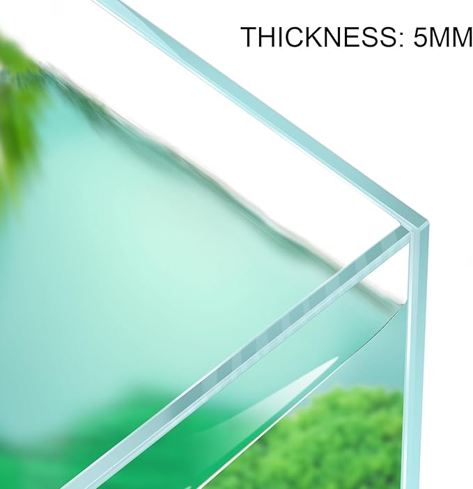 2.5 Gallon Rimless Aquarium Tank, Ultra Clear Low Iron Nano Fish Tank for Betta Shrimp, L11.8×W5.5×H9.8 Glass Thickness 5mm with EVA Foam Leveling Mat