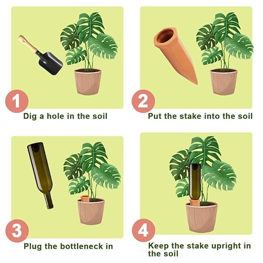 vensovo Terracotta Self Watering Spikes - 16 Pcs Potted Plant Watering Devices Vacation Self-Watering Stakes for Outdoor, Indoor Plants, Wine Bottle