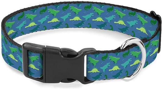 Green Dinosaur Blue Dog Collar Pet Neck Strap for Small Medium Large Dogs Soft Adjustable Buckle