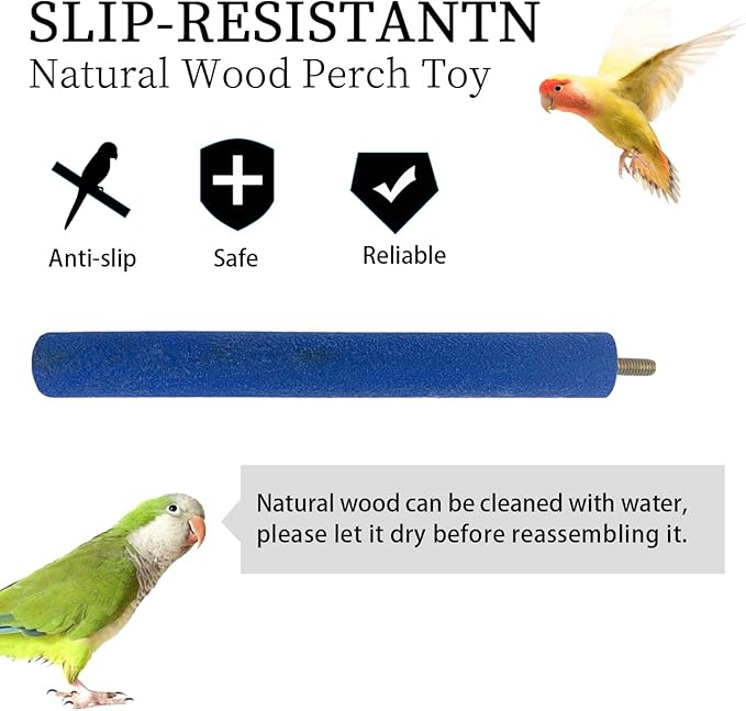 FlidRunest Perch Toy with Rotating Balls for Birds, Rough-surfaced Natural Parrot Perch Toy, Bird Bell Balls for Budgies,Parakeets, Parrots,Cockatiels,Lovebirds,Conures