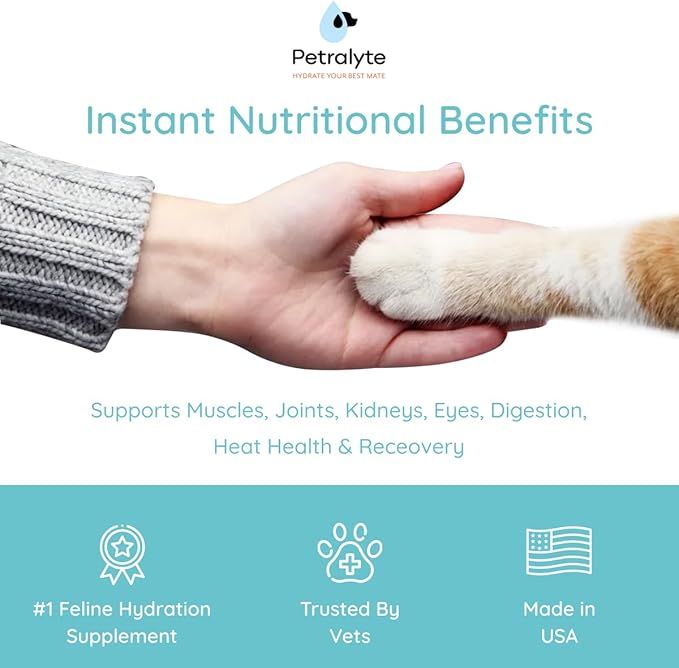 Petralyte Cat Hydration Electrolyte and Cat Joint Supplement | Hydration Support for Cats w/Glucosamine, Chondroitin, L-Glutamine, Taurine, Lysine & Prebiotics | for Chicken Lovers | 16 Packets