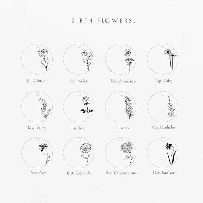 Cats Dogs ID Tags Personalized Engraving Birth Flowers Pattern for Custom Pets Collar Accessories Brass Copper Medium Round Name Plate