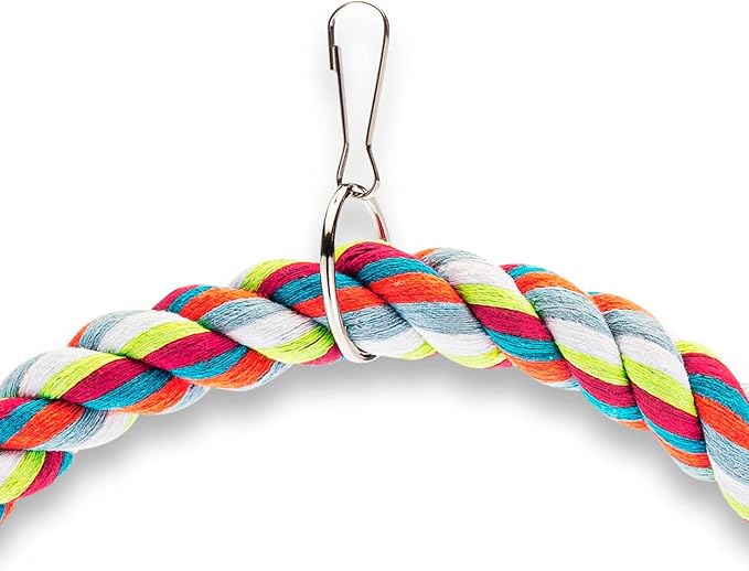 Spoiled Pet® Large Circle Cotton Bird Rope Swing Perch - Made with All Natural Materials - Safe to Climb and Chew - Great for African Grey Parrots, Cockatiels, Parakeets, and Cockatoos