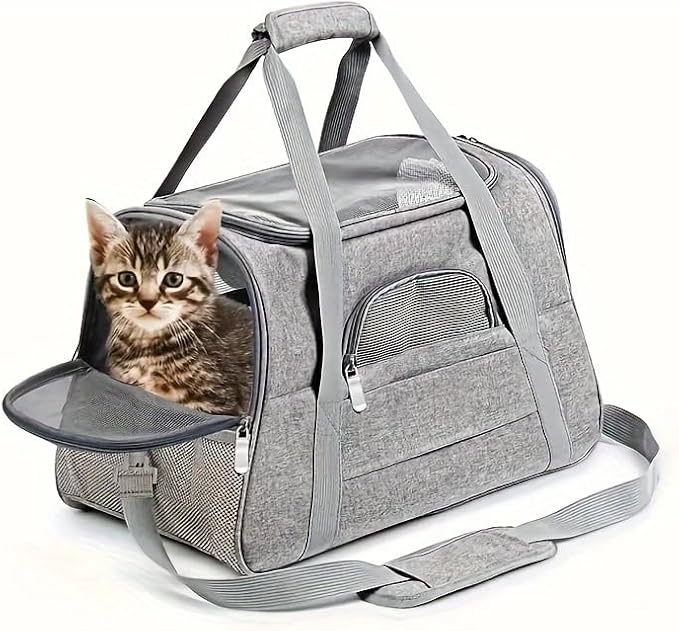Cat Carriers, Dog Carriers, Pet Carriers – Airline-Approved Soft-Sided Bag for Cats & Small Dogs (Up to 15 lb), Foldable, Breathable Mesh, Privacy Cover, Washable & Lightweight