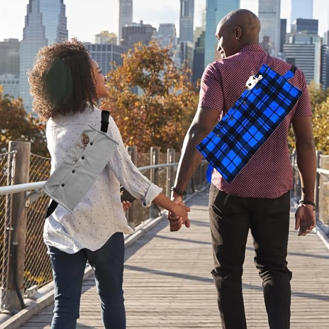 Small Animal Sling Carrier,Small Animal Bag for Bearded Dragons Lizards and Reptile with Adjustable Strap Tow Rope 3 Sizes Pack + Small Animal Sling Carrier（Blue Grid）