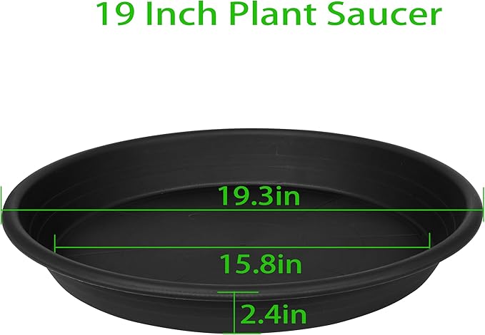 3 Pack of 18 19 inch Plant Saucer, 2.4" Depth Large Plant Tray, Heavy Sturdy Plant Drainage Tray for Indoors, Sturdy Plastic Plant Plate Water Catcher for Planter 15-19"(19", Black)