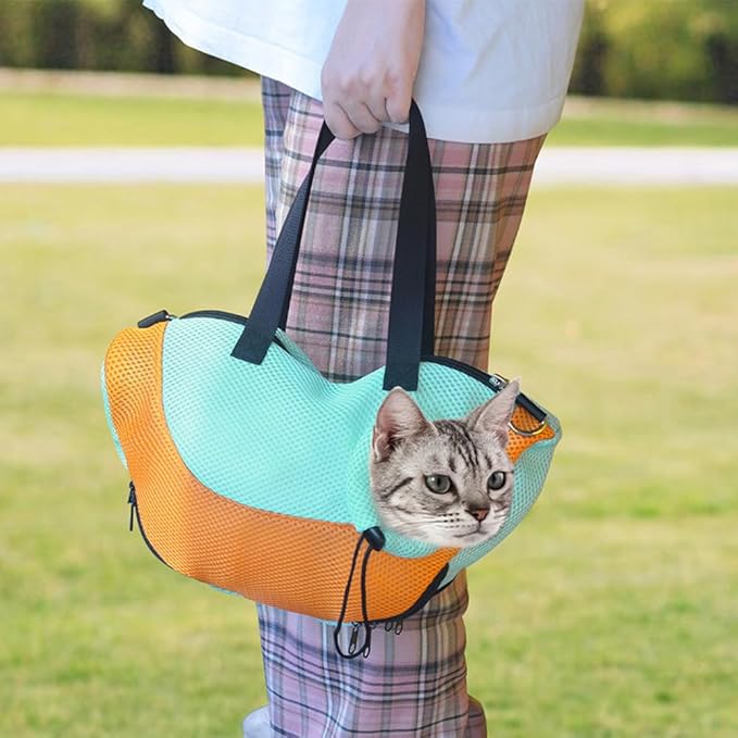 Adjustable Cat Bathing Bag Anti-Bite & Anti-Scratch Bath Washing Mesh Grooming Bag Shoulder Pet Carrier Hands-Free Bag for Small Cats