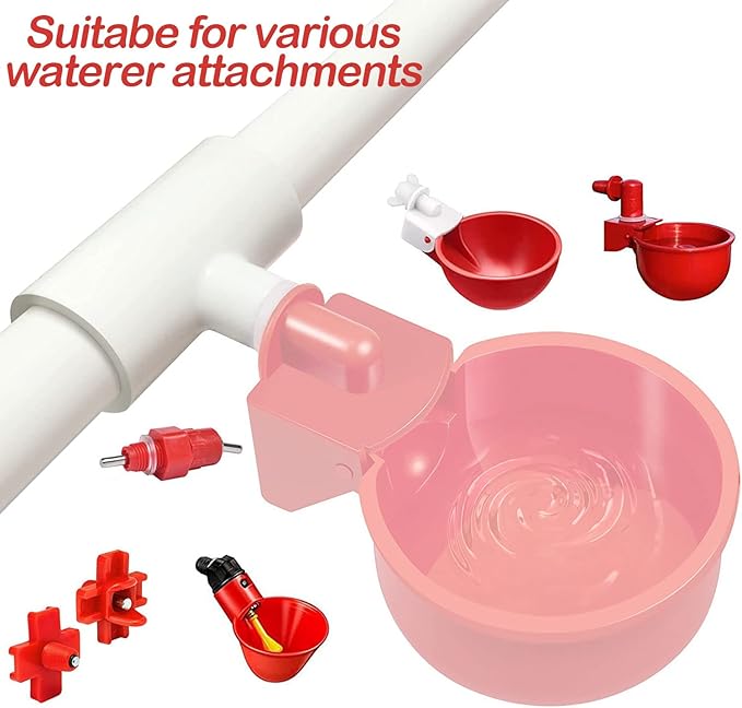 Pack of 30 Chicken Waterer PVC Tee Fittings Waterer Fully Automatic Poultry Waterers PVC Fittings for Threaded Poultry Waterer Cups Nipples Feeders