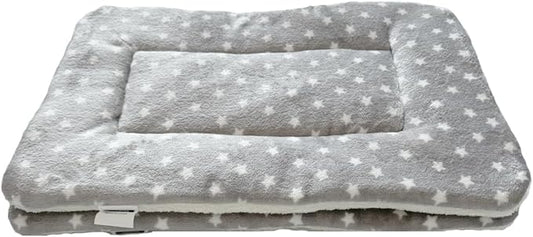 2 Pcs Pet Bed Mats. Ultra Soft Pet (Dog/Cat) Bed with Cute Prints. Reversible Faux Lambswool Kennel Pad for Medium Small Dogs and Cats. Machine Washable Pet Bed.