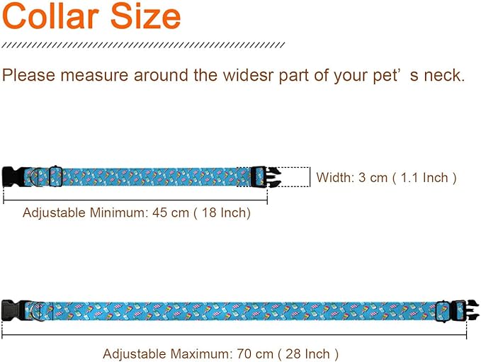 Blue Ice Cream Pet Collar Cat Dog Neck Strap Quick Release Buckle Adjustable Female Male Puppy Corgi