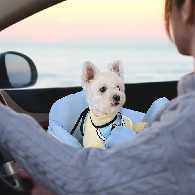 Dog Car Seat for Small Dogs - Dog Booster Seat for Car with Storage Pockets, WaterproofPet Travel Carrier Bed Up to 20lbs