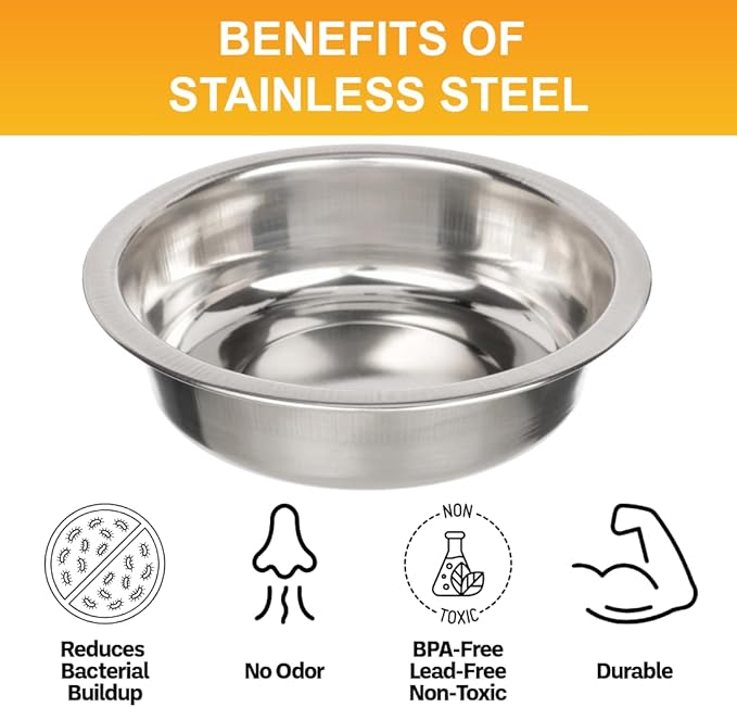 Neater Pet Brands 1.5 Cup (12 oz.) Shallow Stainless Steel Cat Bowls, Set of 2 Neater Feeder Replacement Bowls (Deluxe Model), Metal Cat Dishes for Food and Water, Whisker Friendly, Dishwasher Safe