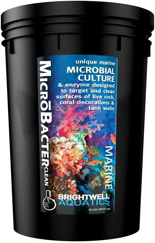 Brightwell Aquatics MicroBacter Clean - Microbial Culture & Enzyme Blend Fish Tank Cleaner - Cleans Live Rock Surfaces for Saltwater Fish Habitats - Aquarium Water Treatments, 5.28 GAL