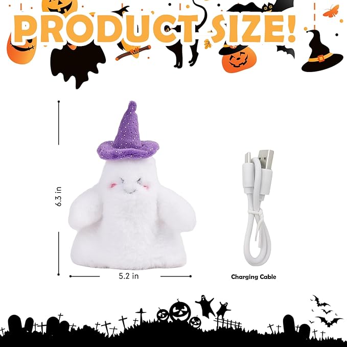 Halloween Catnip Toys, Flapping Ghost Catnip Toy, Interactive Kitten Exercise Toys for All Cat Breeds Play Alone, Never Boredom