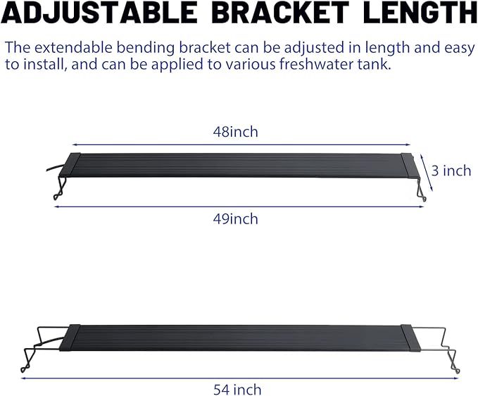 LED Aquarium Light, Full Spectrum Fish Tank Led Light with Aluminum Alloy Shell Extendable Brackets (48-54 in)