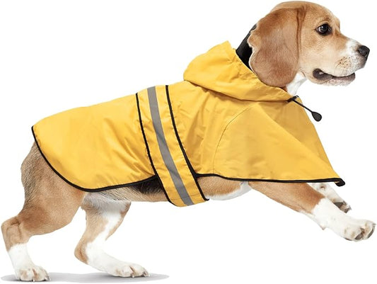 Waterproof Dog Raincoats - Hooded Raincoats for Dogs, Adjustable Reflective Dog Rain Coat, Windproof Dog Rain Jacket Pet Rain Slicker Poncho for Small, Medium, Large Dogs (Small, Yellow)