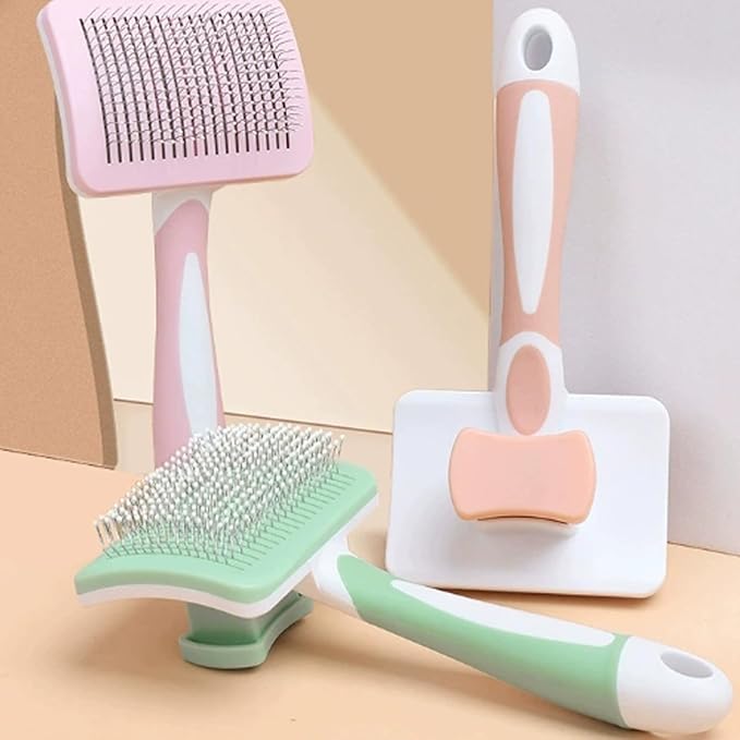 Self Cleaning Shedding Brush - Skin Friendly Grooming Tool for Dogs, Cat Grooming Brush, Skin Friendly Deshedding Grooming Tool for Dogs & Cats, Suitable for Shedding & Haired Pets (Pink)