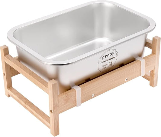 PEDAY 1.2 Gallon Raised Dog Water Bowl, Human Grade 18/8 Stainless Steel