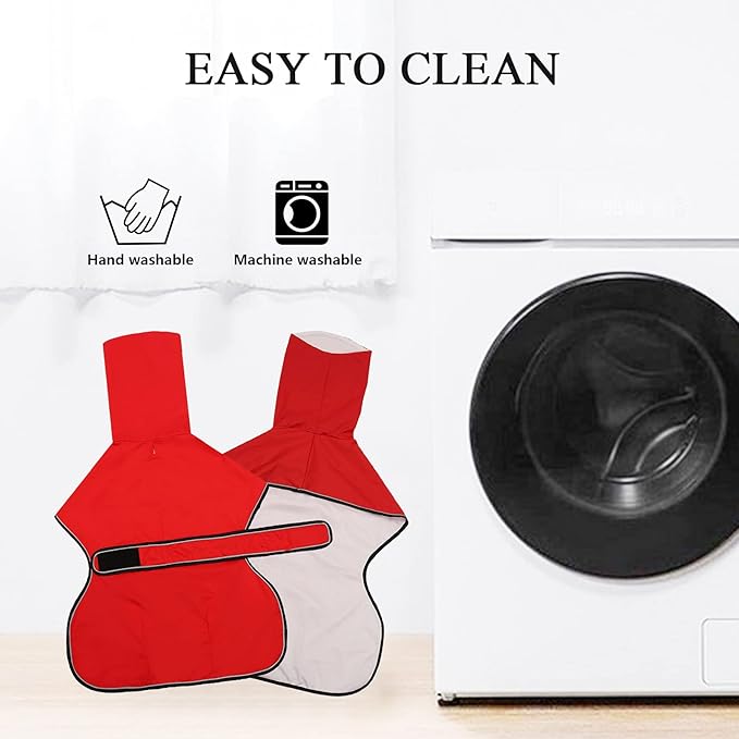 Dog Raincoat with Reflective Bar, Rain/Water Resistant, Adjustable Vest - Dog Raincoats for Greyhounds, Lurchers and Whippets - Red - S