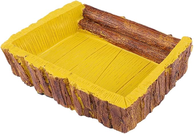 Food/Water Dish for Reptiles, Amphibians and Other Little Critters Water/Food Bowl, Made from Premium Resin (Yellow Bowl (Big))