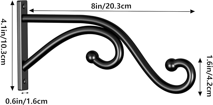 8 Inch Plant Hanger Plant Hook - 2 Pack Metal Plant Bracket Wall Hooks, Modern Designfor Hanging Flower Basket, Lanterns, Bird Feeder, Wind Chimes Indoor & Outdoor.