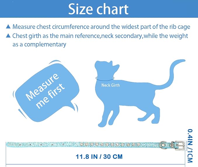 2 Pack Cat Collar Rhinestone Bling Cute Cat Collars Accessories for Pet Collars Adjustable Ideal for Girl Cats Male Cats(Blue Pink)