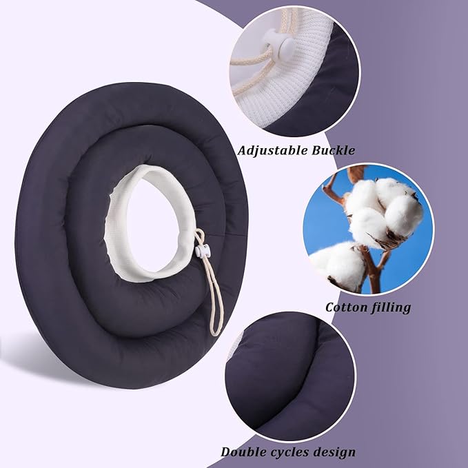 IDOMIK Dog Recovery Collar, Waterproof Soft Dog Cone After Surgery, Comfy Protective Elizabethan Collar Alternative for Dogs Cats, Adjustable Pet Neck Donut Cone Anti-Licking Biting Wounds,Grey,3XL