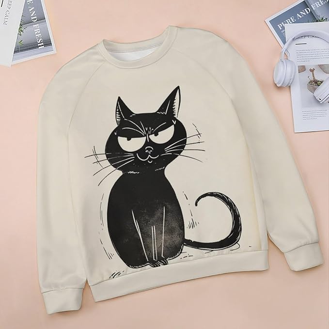 Womens Long Sleeve Tops Y2k Japanese Art Print Sweatshirts Fall Pullover for Women Crewneck Vintage Shirts Boho Tops