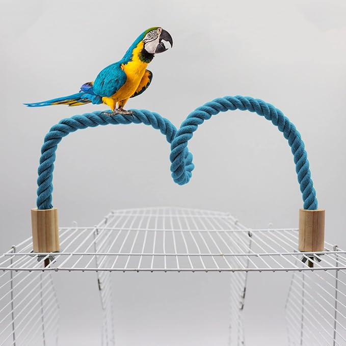 2 Pack Bird Rope Perch and Swing, Bird Cage Stand Pole Accessories, Climbing Toy for Parrot, Parakeet, Budgie, Cockatiel, Lovebird (23.62"/60 cm)